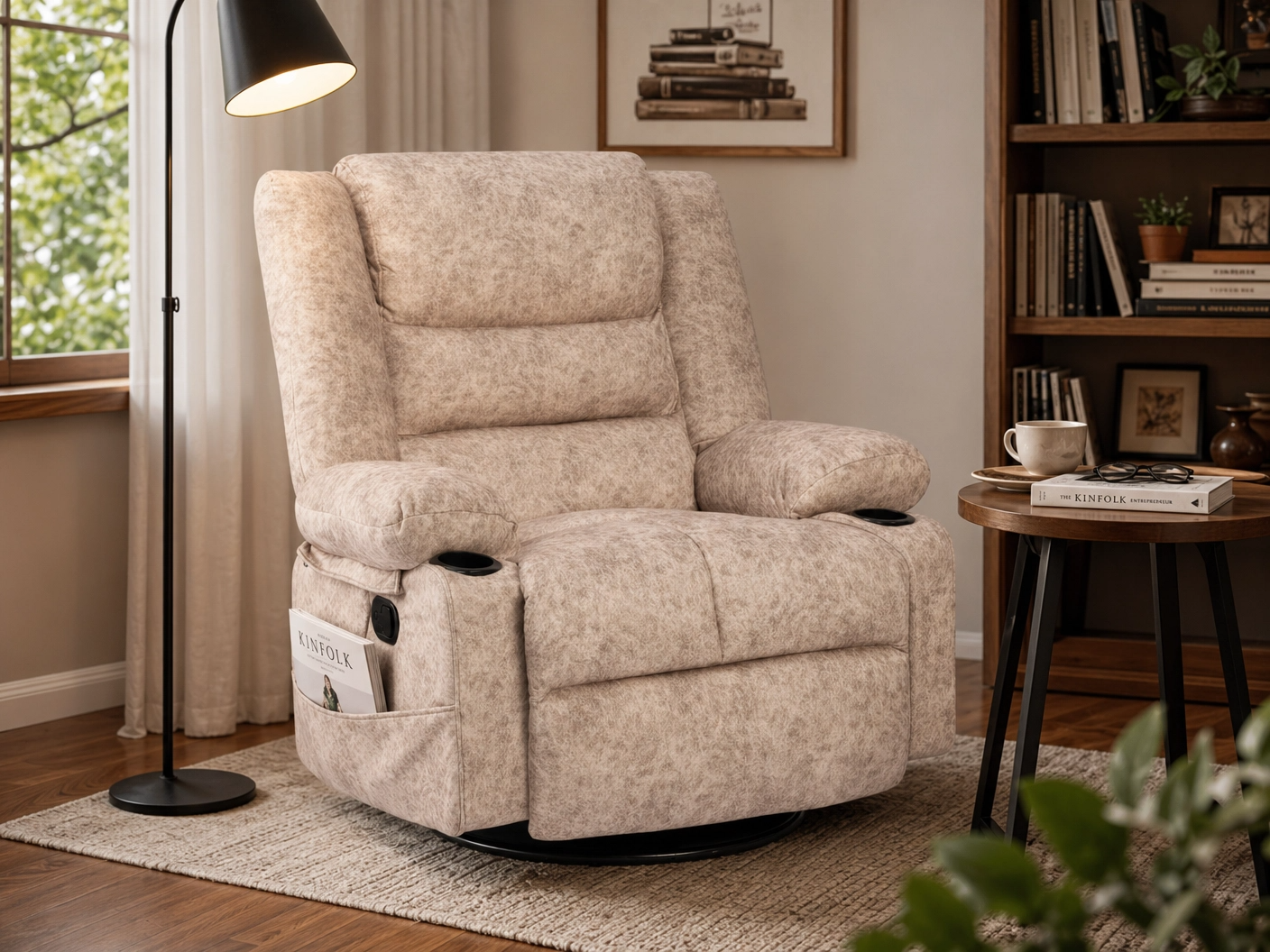 MASSEVA Cloud-Comfort | 8-Point Heated Massage Swivel & Rocking Sanctuary with Integrated Storage & Cup Holders