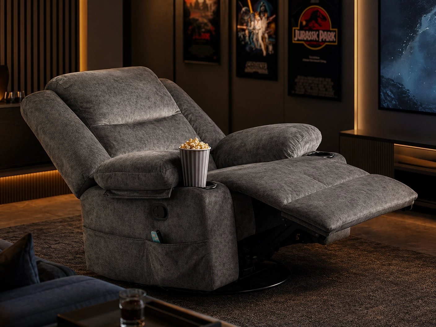 MASSEVA Sovereign | 8-Point Heated Massage Swivel & Rocking Lounge Chair with Integrated Storage & Cup Holders
