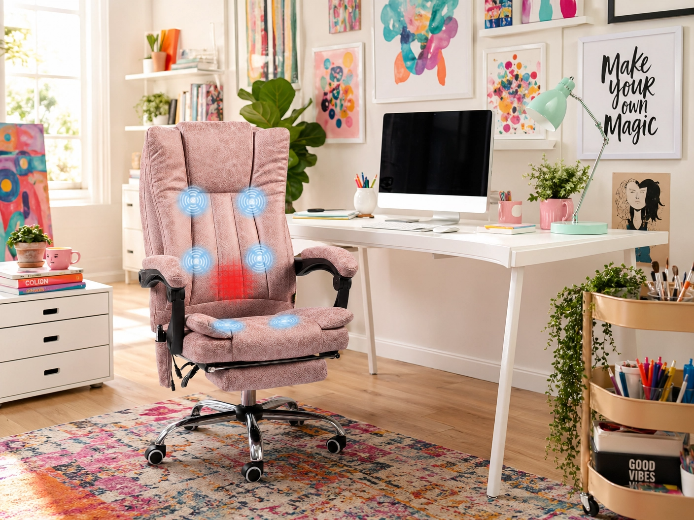 MASSEVA Executive Wellness | 6-Point Ergonomic Massage & Heat Office Chair with Retractable Footrest & Remote Control