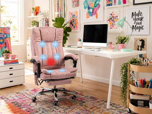 MASSEVA Executive Wellness | 6-Point Ergonomic Massage & Heat Office Chair with Retractable Footrest & Remote Control