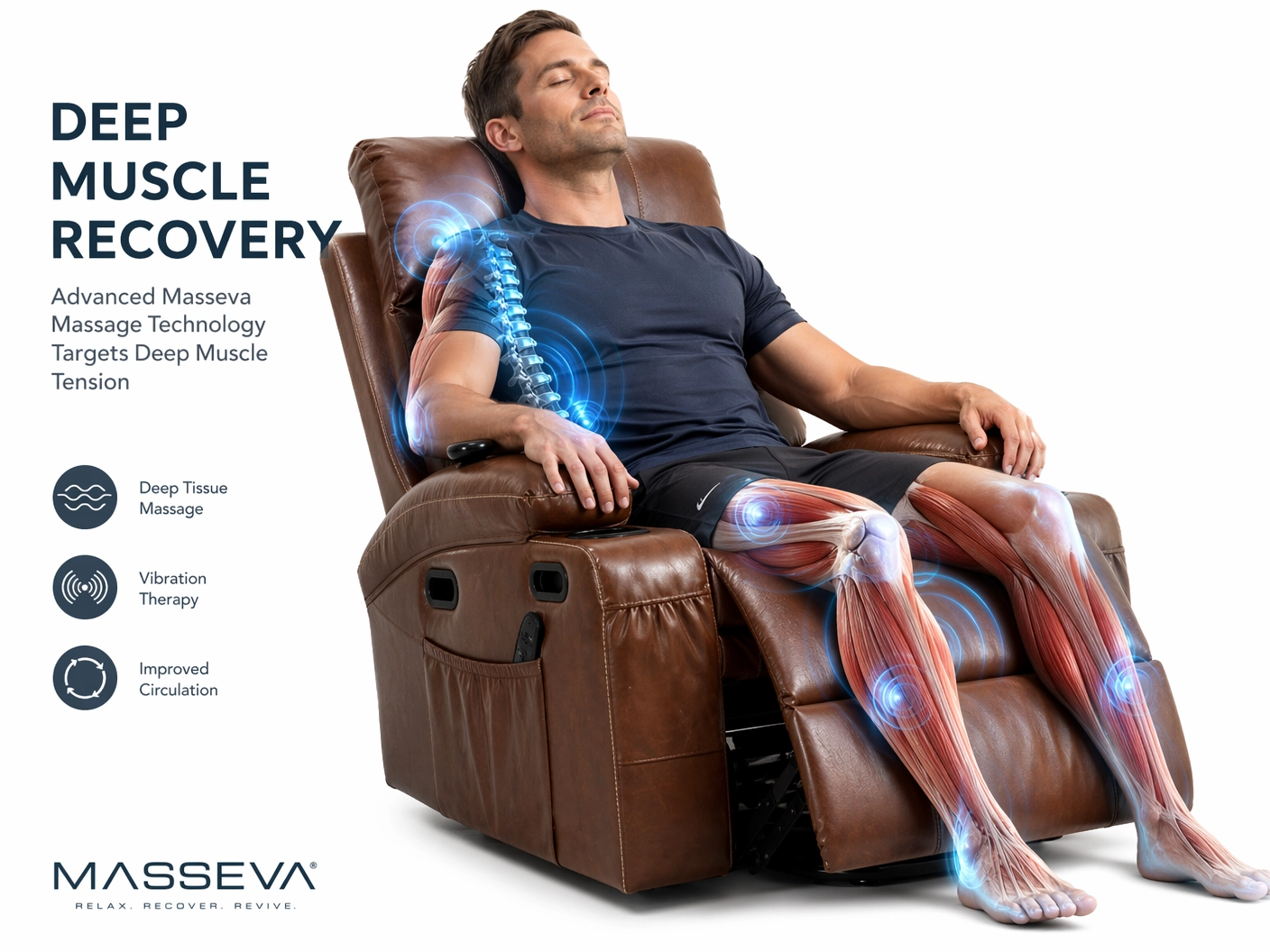 MASSEVA Sovereign Power Lift Recliner | 21-inch Wide Seat, 8-Point Vibration Massage & Wood Heating with Smart Timer
